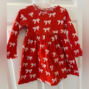 Hanna Andersson little girl’s 3T red bow long sleeved dress